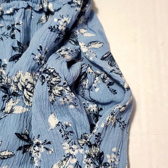 Band of Gypsies Blue Floral Boho Romantic Ruffly Tiered Mini Dress - Picture 6 of 12